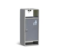 Yinj9562fg Outside Indoor/Outdoor Trash Can Gray Square Metal with Side Opening, Modern Commercial with Ashtray Garbage Bin