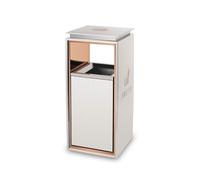 Yinj9562fg Outside Indoor/Outdoor Trash Can Square Metal with Two Side Openings, Modern Household Commercial White Garbage Bin(Large)