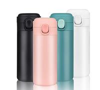 YINJAM 350ml Travel Mug Reusable Coffee Cup Insulated Thermal Mug Stainless Steel Leakproof Flask Tumbler for Hot Cold Drinks (Pink)
