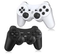 Yinjie 2 Pack Wireless Controller for PS3, Compatible with Playstation 3, with 2 Charging Cables (Black & White)