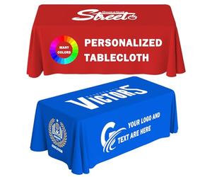 YINJIEYIN Custom Table Cloth with Business Logo Personalized Table Cloths for 6 FT Tables,Custom Tablecloth for Tradeshow Events/Company/School/Associations/Shop/Birthday/Wedding (Backside Closed 4FT)