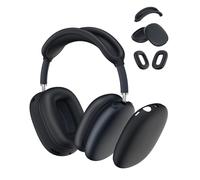 Yinke Silicone Case for AirPods Max - Headphones USB-C/Lightning Accessory - Ear Pad & Headband Cover - Soft Silicone (Simple Black)