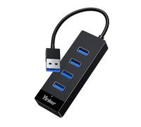 Yinker 15cm USB 3.0 Hub 4 Port with 5V Power Port, USB Splitter, 5Gbps Data Transfer, USB Extender for Laptop, PC, MacBook, PS5