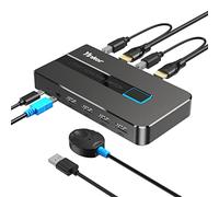 Yinker 2 Port HDMI KVM Switch, 2 Computers 1 Monitor, Plug & Play, 4K@60Hz YUV 4:4:4, with 4 USB Ports to Share Keyboard Mouse Printer, Panel Button & Wired Remote Switching, 2 KVM Cables Included