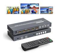 Yinker 4 Port HDMI KVM Multi-Viewer, 4x1 Quad Seamless Switcher, 4K@30Hz UHD, PIP & POP Modes, Hotkey Switch, 3.5mm Audio Output for Office & CCTV