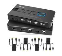 Yinker 4 Port HDMI KVM Switch, 4 Computers 1 Monitor, Plug & Play, 4K@60Hz YUV 4:4:4, with 4 USB Ports to Share Keyboard Mouse Printer, Panel Button & Wired Remote Switching, 4 KVM Cables Included