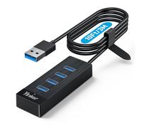 Yinker 4 Port USB 3.0 Hub, Ultra Slim Portable High-Speed Data Hub, 10FT/3M Long Cable USB Extension Hub, 5Gbps USB Splitter 4 Port with 5V USB-C Power Supply for PC/Laptop/MacBook/PS5 and More