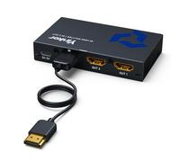 Yinker 4K HDMI Splitter 1 in 2 Out w/1.5m HDMI Cable, USB-C Powered, 4K30Hz Simultaneous Mirror to 2 Monitors (No Extension), HDCP 1.4 EDID 3D, for PS5 Xbox PC HDTV, Type-C Power Cable Included