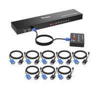 Yinker 8 Port 1920x1440 VGA KVM Switch with 4 USB 2.0 Ports, 1U 19" Rackmount Server Console, IR Remote/Panel Button/Auto Scan/Wired Selector, Plug & Play, EDID Storage, 8 KVM Cables Included