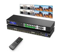Yinker 8x8 HDMI Matrix Switcher & Splitter 4K@30Hz, 8 in 8 Out 1U Rack w/Broadcast Chip & 3.5mm Audio Extraction, Backlit Button/Web & Multi-Control, for Conference AV & Video Conf, Support HDCP/EDID