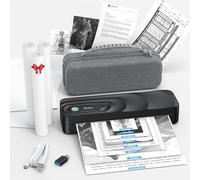 Yinker Portable A4 Thermal Printer, 3 Rolls Thermal Paper & 2 Folding Papers Included, Inkless Bluetooth with Carry Case, HD Clear Printing & Long Battery, Mobile APP Compatible for Travel