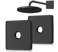 Yinkin 1 Pack 3.5 Inch Black Large Shower Arm Flange Square Plumbing Cover Plates Large Size Universal Replacement Escutcheon Cover Plate for Covering Gaps, Holes, Fits All Standard 1/2" Pipes