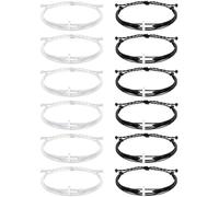 Yinkin 12 Pcs Cross Bracelet for Women and Men Adjustable Nylon Rope Christian Handmade Braided Bracelet for Teens Handmade Christian Jewelry Wish Bulk Cross Bracelets, One Size, nylon rope, no