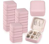 Yinkin 12 Pcs Mini Travel Jewelry Case Bridesmaid Proposal Gift Boxes, Small PU Leather Earring Organizer, Bulk Travel Accessories Portable Jewelry Holder, Faux Leather
