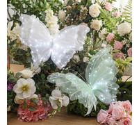 Yinkin 2 Pcs 20'' Christmas Large 3D LED Butterfly Decorations Green White | Mariposas Grandes Para Decoracion, Mesh Hanging Butterflies, Giant Light up Wall Decor, for Christmas Wedding Birthday