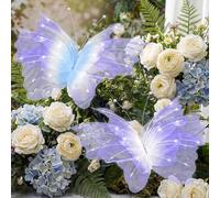 Yinkin 2 Pcs 20 Inch Large LED Butterfly Decorations Mariposas Grandes para Decoracion Giant Light up 3D Hanging Butterflies for Wedding Birthday Baby Shower Decor (Gradient Purple,Blue-Purple)