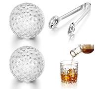 Yinkin 2 Pieces Golf Ball Whiskey Chillers and Pouch Gift Set Large Reusable Glass Whiskey Ice Rocks Cube and Stainless Steel Tong Christmas Whiskey Gift for Dad Husband Men Women Birthday(1.57 Inch)