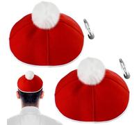 Yinkin 2 Set Christmas Yarmulke Kippah for Men Yamaka Jewish Hat with Clips Hanukkah Gift for Xmas Santa Costumes for Adults Red
