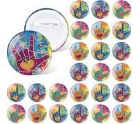 Yinkin 24 Pcs Asl "i Love You" Sign Language Pin Back Buttons Deaf Pride American Sign Language Pins Show Support Raise Awareness for the Deafs Community Deaf Awareness Fundraising Support Group Gift