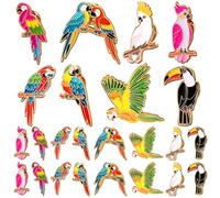 Yinkin 24 Pcs Tropical Parrot Enamel Brooch Colorful Parrot Lapel Pin Animal Brooches Cute Lapel Pin for Women Jewelry Pin Dress Accessories Mother's Day Birthday Gift