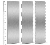 Yinkin 3 Pcs 12 Inch Cake Scraper Smoother Stainless Steel Cake Scraper Metal Large Double Sided Patterned Edge Decorating Comb Icing Smoother for Mousse Butter Cream Dessert Decoration