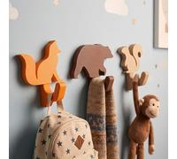 Yinkin 3 Pcs Wooden Forest Animal Wall Hooks Forest Themed Room Decor Nursery Hooks Squirrel Bear Fox for Wall Nursery Decor Hanging Bathroom Towels Clothes Hanger