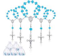 Yinkin 30 Pieces Baptism Rosary Catholic Mini Rosaries Baptism Favors for Guests Party Favors Rosary Beads for Baptism with 30 Pcs Organza Bags for Christening Weddings First Communion Gift, Metal,