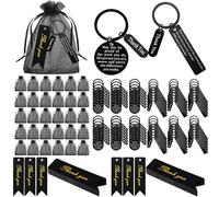 Yinkin 300 Pcs Christmas Employee Appreciation Gift Thank You Keychain Bulk Gifts for Coworker 100 Inspirational Staff Appreciation Keychain 100 Organza Bags 100 Cards for Teacher Nurse Team(Black)
