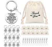 Yinkin 36 Pcs Employee Appreciation Gifts for Coworker Include Thank You Coworker Keychain Drawstring Bags Thank You Cards, White, about 1.18 inches/ 3 cm