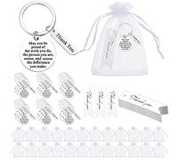 Yinkin 36 Set Employee Appreciation Gifts Set Coworker Gifts Thank You Keychain Organza Bags and Thank You Tags Cards Inspirational Graduation Gifts for Coworker Office Team Nurse Day Teacher (White)