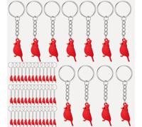 Yinkin 50 Pcs Cardinal Keychain Party Favors 3D Cute Red Bird Keychain Gift Bulk Soft Rubber Christmas Keyring Goodie Bag Charm Decor for Xmas Birthday Party Supplies Accessories