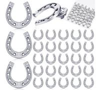 Yinkin 50 Pcs Cowboy Western Lapel Pin Men Women Lucky Horseshoe Lapel Pin Vintage Metal Horseshoe Cowgirl Backpack Party (Silver)