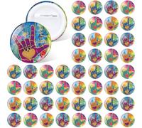 Yinkin AsL "i Love You" Sign Language Pin Back Buttons Deaf Pride American Sign Language Pins Show Support Raise Awareness for the Deafs Community Deaf Fundraising Support Group Gift, about 1.5 inches