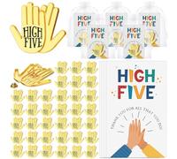 Yinkin Employee Appreciation Gifts Bulk High Five Hand Lapel Pin Thank You Card Motivational Pin for Employee of the Month Recognition Gifts for Social Worker Nurse Coworkers, about 1.2 x 1.1 inches