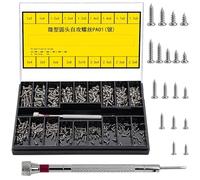 YINKUOSSAA 360 Pcs Small Self Tapping Screws Metal, M1 M1.2 M1.4 M1.7 M2 M2.3 Small Screws for Wood, Cross Round Head Screwss for Sunglasses Phone Spectacle Screw Set(Silver)