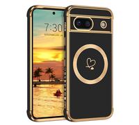 YINLAI For Google Pixel 8a Case Compatible with MagSafe, Mobile Phone Case Google Pixel 8a Cute Heart Pattern Full Camera Protection Shockproof Soft TPU Cover Case Protective 6.1 Inches, Black