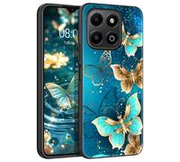 YINLAI for Honor X6b Case Butterfly Pattern Glow in the Dark TPU Bumper PC Shell Scratch-Resistant Cover Case Protective Case for Honor X6b, Blue Butterfly