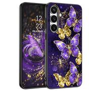 YINLAI for Samsung Galaxy S25 FE Case Pattern Glow in the Dark TPU Bumper PC Shell Scratch-Resistant Cover Case Protective Case for Samsung Galaxy S25 FE 5G, Purple Butterfly