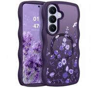 YINLAI for Samsung Galaxy S26 Ultra Case Magnetic Cases Cute Flower Pattern Wavy Edge Full Camera Protection Anti-Slip Bumper Women Girls Boys Protective Cover for Galaxy S26 Ultra, Purple Blossoms