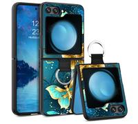YINLAI for Samsung Galaxy Z Flip 5 Case Pattern Glow in the Dark TPU Bumper PC Shell Scratch-Resistant Cover Case Protective Case for Samsung Galaxy Z Flip 5 5G, Blue Butterfly