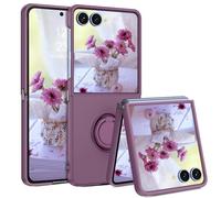 YINLAI for Samsung Galaxy Z Flip 7 Case Liquid Silicone Ring Holder Kickstand Magnetic Car Mount Soft Gel Rubber Protection Shockproof Cover Case for Samsung Galaxy Z Flip 7,Sakura Purple
