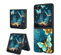YINLAI for Samsung Galaxy Z Flip 7 Case Pattern Glow in the Dark TPU Bumper PC Shell Scratch-Resistant Cover Case Protective Case for Samsung Galaxy Z Flip 7 6.9", Blue Butterfly