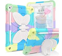 YINLAI iPad 9th & 8th Gen Case - 2021/2020 Two Layer Bumper Shockproof Butterfly Stand Protective Full Body Kid Cover Case for 10.2 Inch iPad, Colorful Green Camo