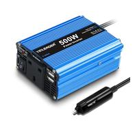 Yinleader 500W Power Inverter DC 12V to AC 230V 240V Transformer Car Charger Lighter Adapter with 3 Pin Plug and Dual USB Ports