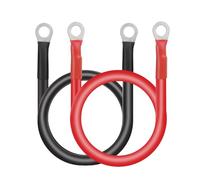 Yinleader Battery Power Inverter Cable 2pcs 3AWG/25mm² 50cm 12V/24V Red and Black Car Battery Charger Cable Leads with M10 Ring Terminals Copper Wire for Truck, Solar, RV, Marine