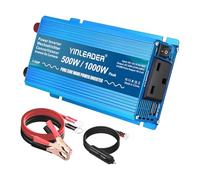 Yinleader Pure Sine Wave Power Inverter 500W DC 12V to 240V AC Car Power Converter /1000W (Peak) With 2 USB Ports 1 AC Socket for Charge Phone, Pad, Laptop, LED