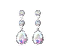 YINLI Elegant Wedding Bridal Crystal Tear Drop Dangle Earrings for Women, Middle, Zinc Crystal, No Gemstone