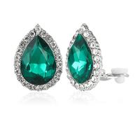 YINLI Gorgeous Austrian Crystal Rhinestone Teardrop Clip on Earrings Trendy Earring, Middle, Crystal Rhinestone, No Gemstone