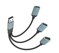 YiNLuax Nylon-Braided USB2.0 Hub with 2/3 Ports 480Mbps Transfer & Secure Charging for Keyboards Cameras USB Splitter for PC Devices