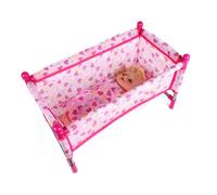 YiNLuax Portable Foldable Designs Crib Bed Dollhouses Accessory for 9 Reborns Dolls with Sturdy Frame and Soft Bedding Pretend Play Toy